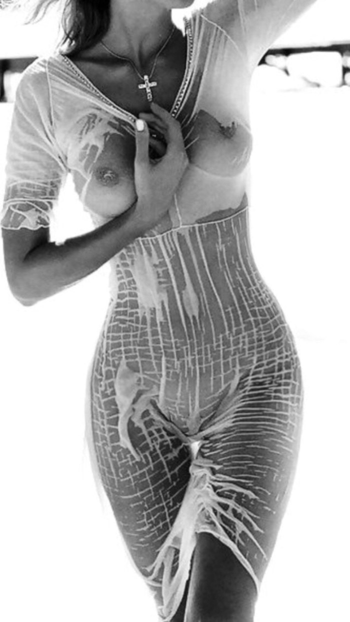 Transparent dress on a naked body