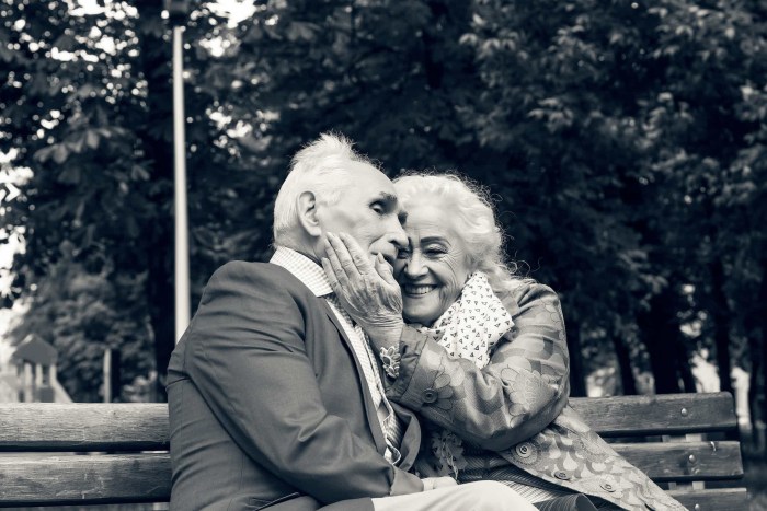 An old woman with a young man occupies