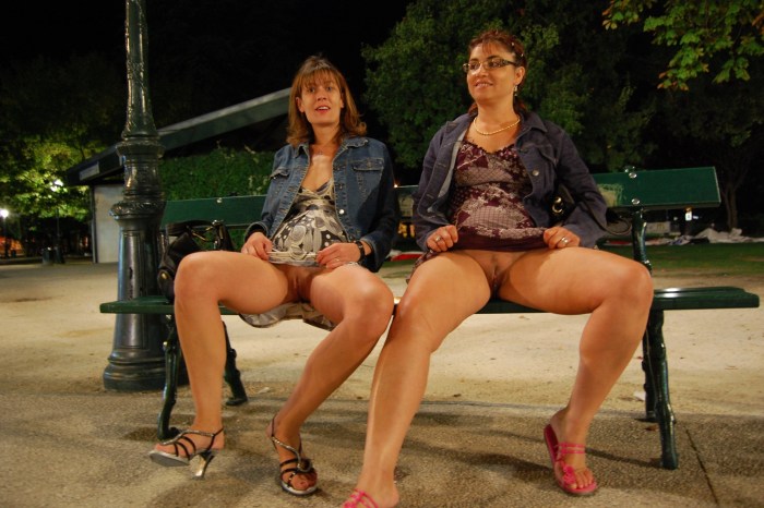 Girls walk without panties