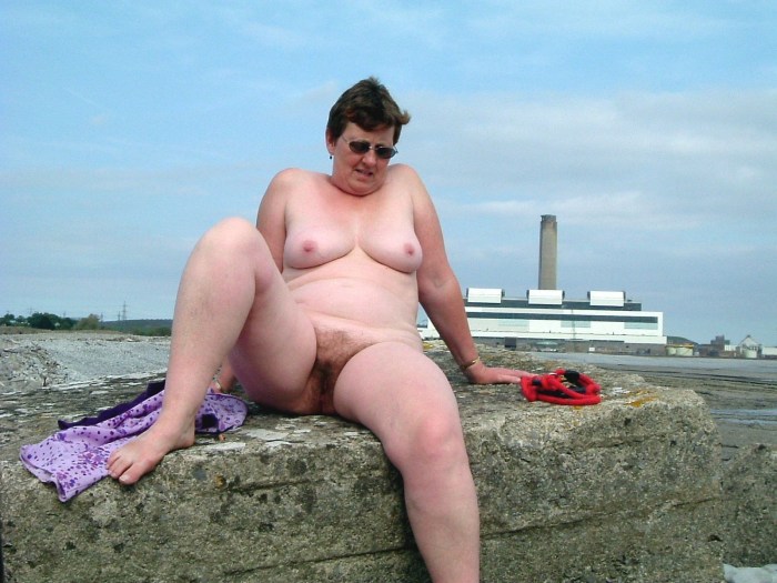 Hairy bbw on the beach