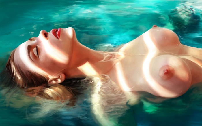 Beautiful breasts under water
