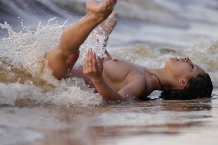 Naked girls in water