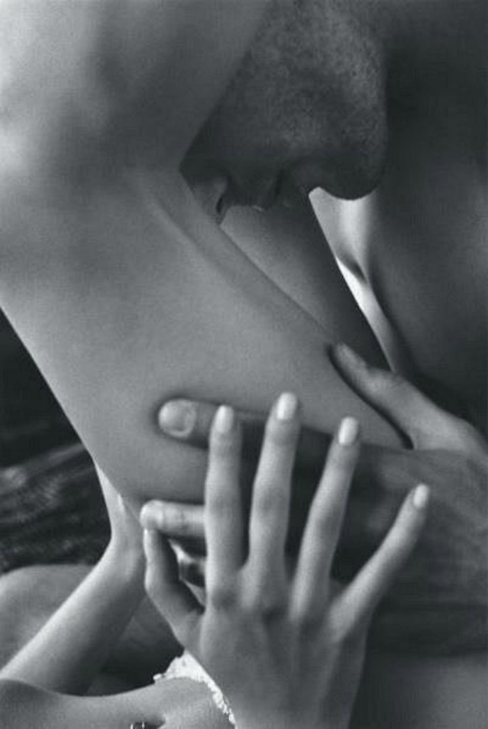 Passionate erotic kiss