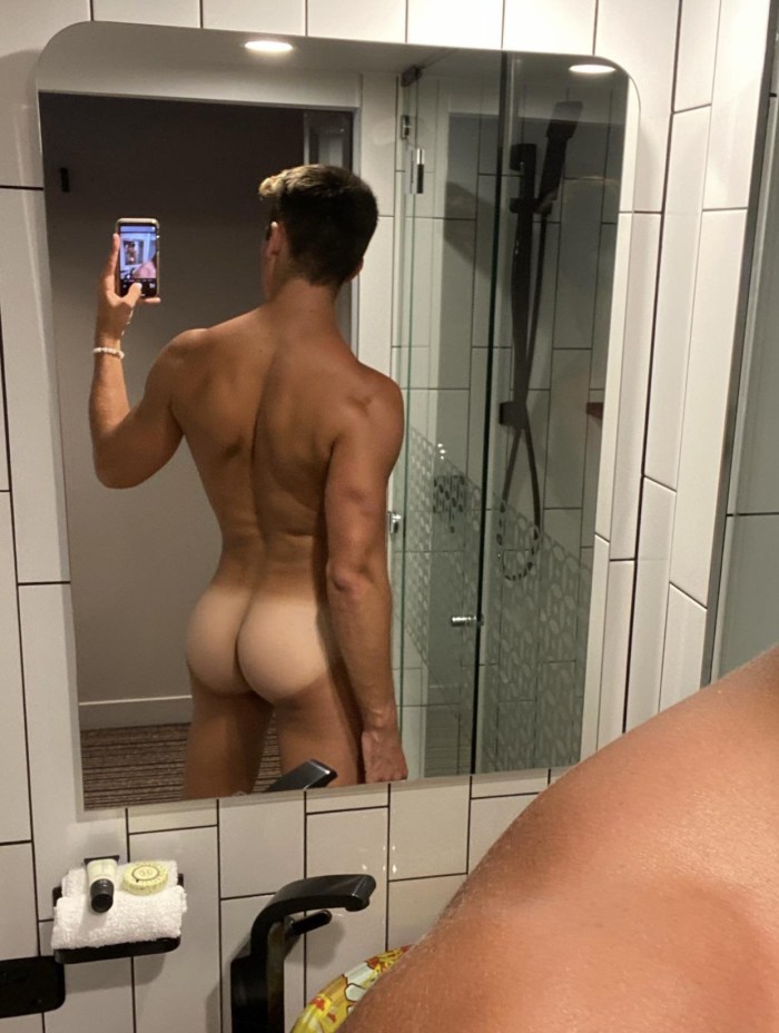 Big dick in front of the mirror