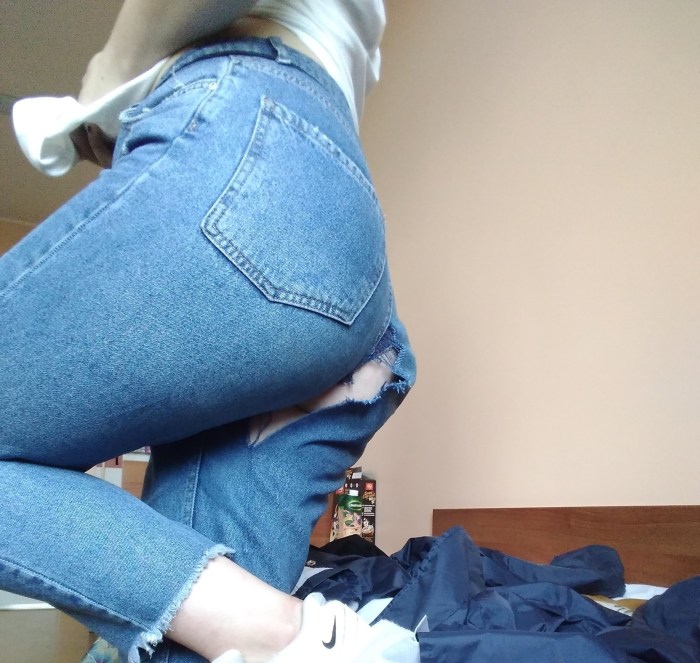 Women's jeans behind