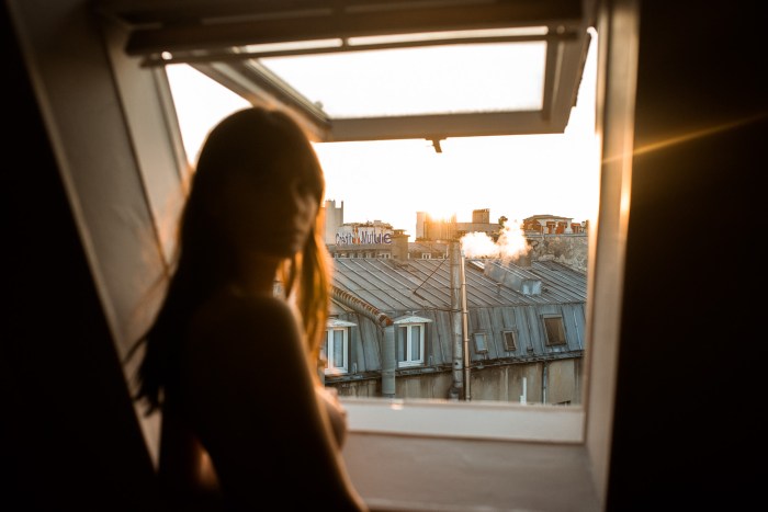 Silhouette of steam behind glass