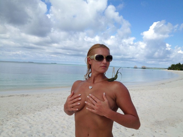 Pornstars are resting on the beach