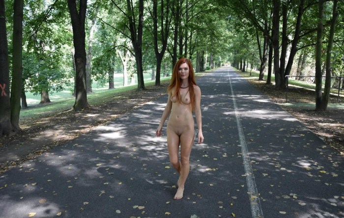 Running naked along the street
