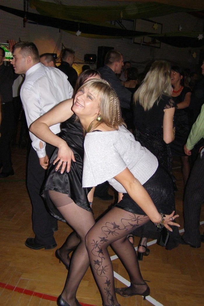 Under mini skirts on corporate parties