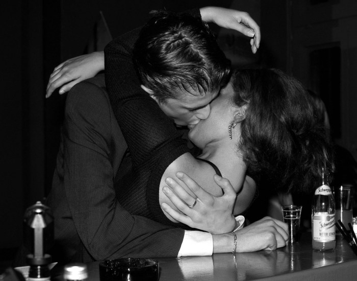 Passionate kisses on the table