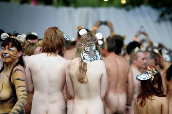 In the bathhouse in the country naked with his wife