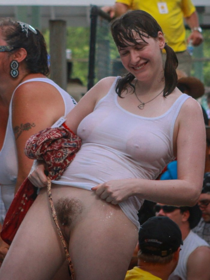 Girl in a T -shirt without panties