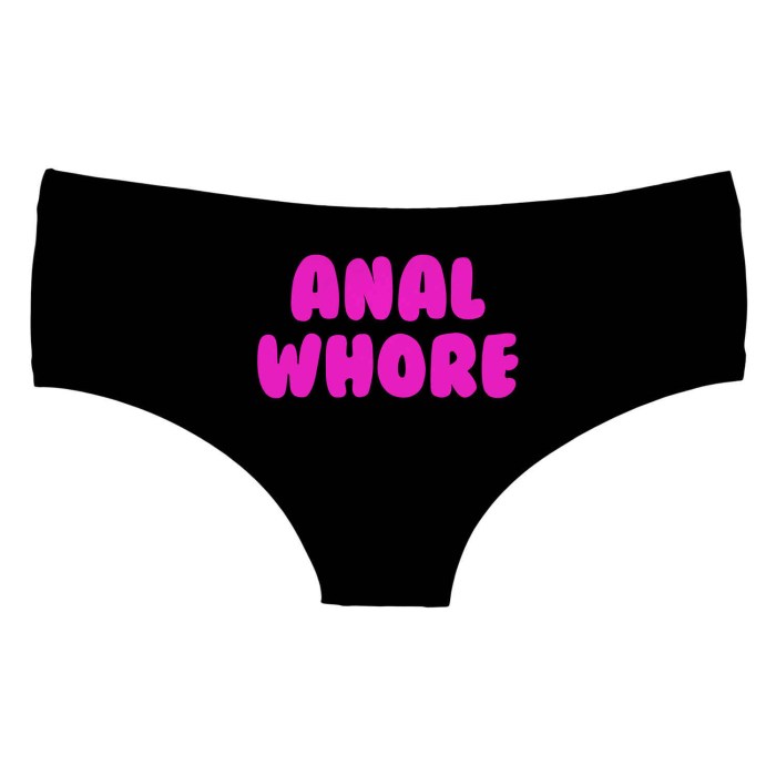 Panties with anal inscription