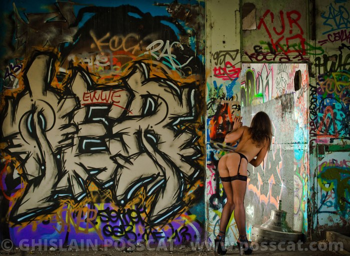 In an open dress in the nature of the nude