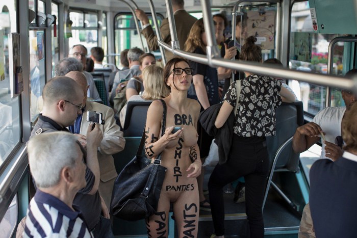 The girl undressed on the bus