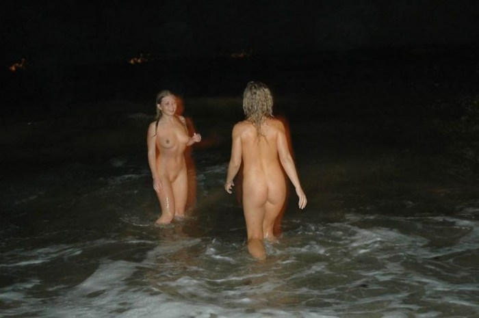 Women bathe naked