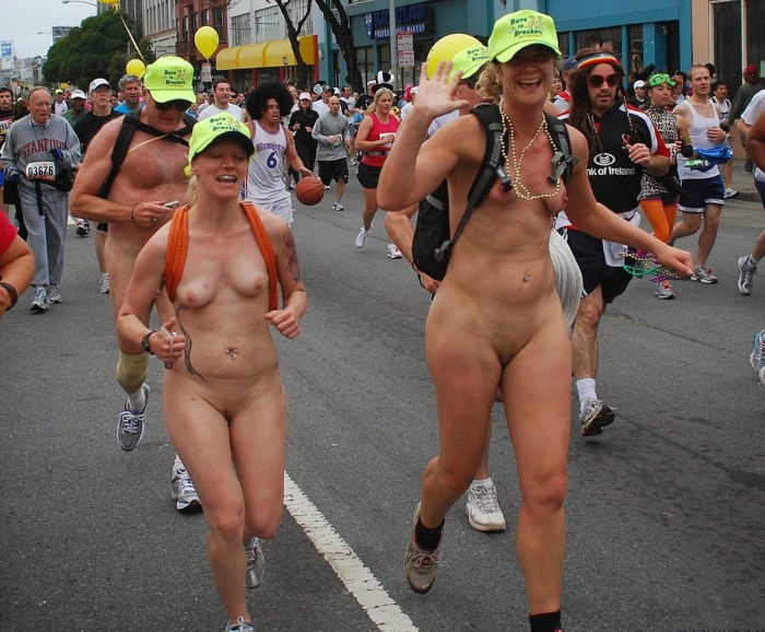 Naked women in the city