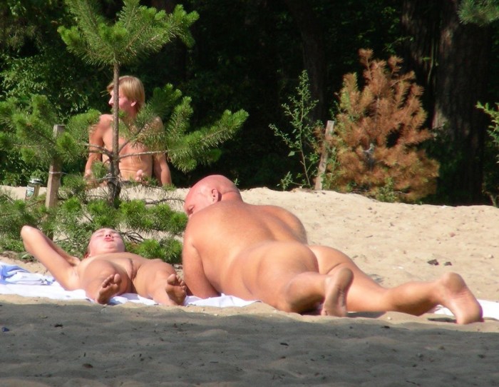 Exhibitionists of a man in nature