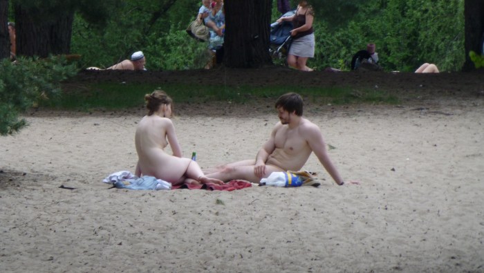 Families of swingers in the nature of nude