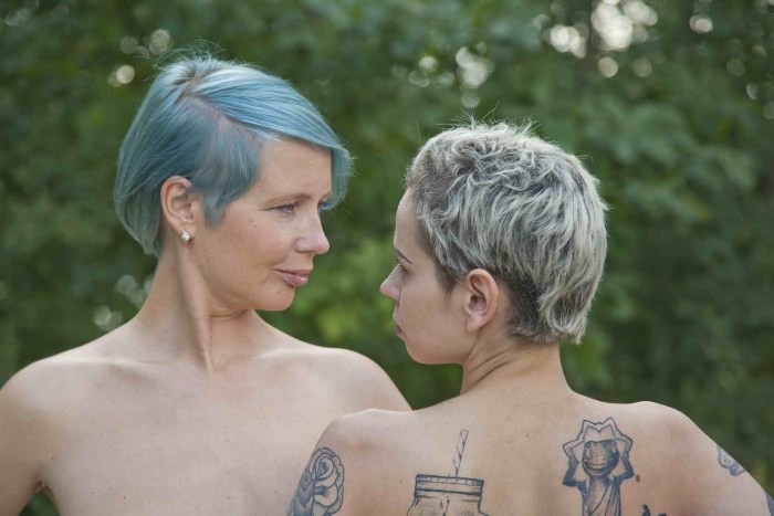 Naked women in silver forest