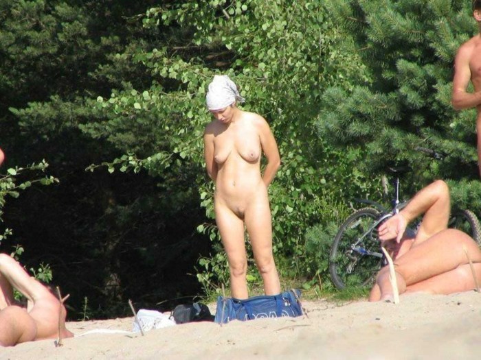 Nudist's pranks in nature