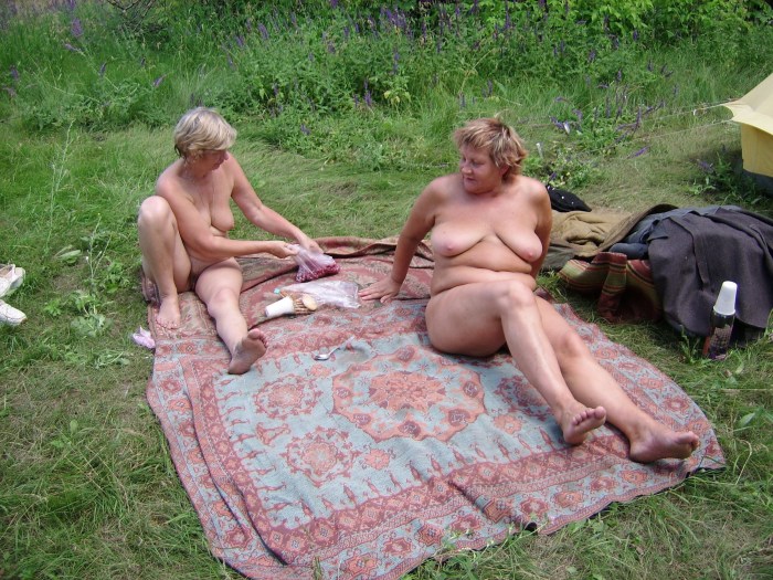 Elderly naked women and men
