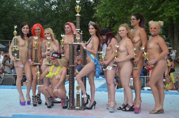 Naked women celebrate
