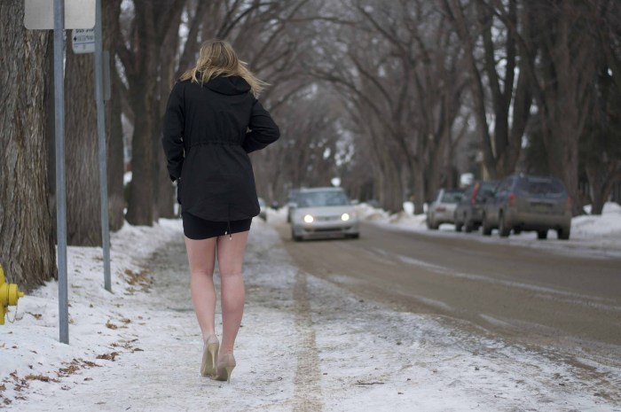 Street prostitution of stockings