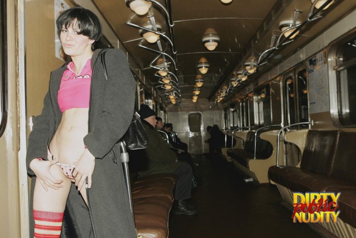 Women without panties in transport