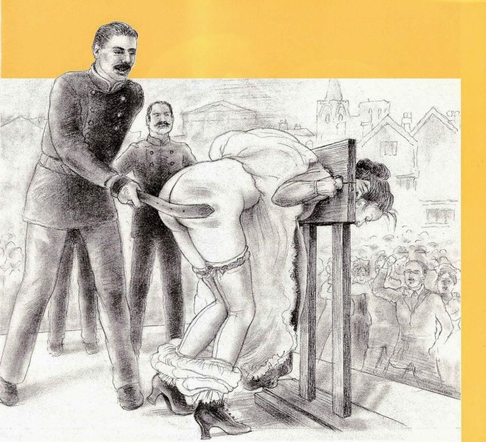 Flogging with rods of naked priests