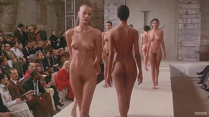 Models on the catwalk without clothes