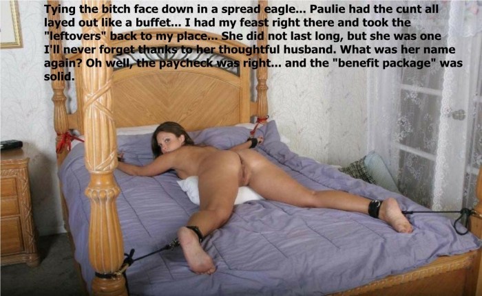 Tied girl on the bdsm bed