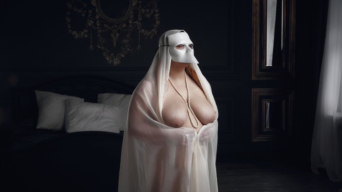 Naked beauties in masks