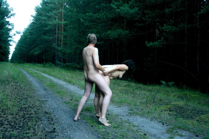 Man and woman in the style of nude