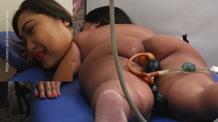 Bdsm enema inflating abdomen