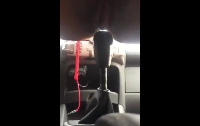 The girl sat on the gear lever