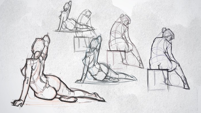 Sketches of a human figure in different poses