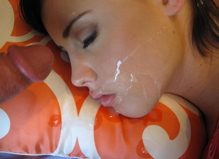 Cum on the face of a sleeping girl