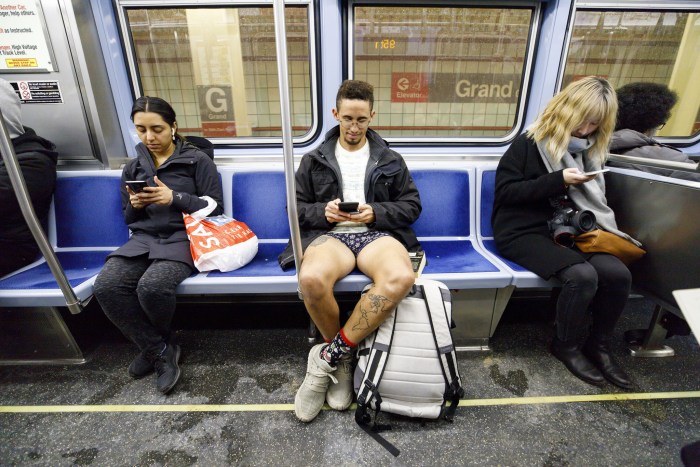 Man sits in the subway