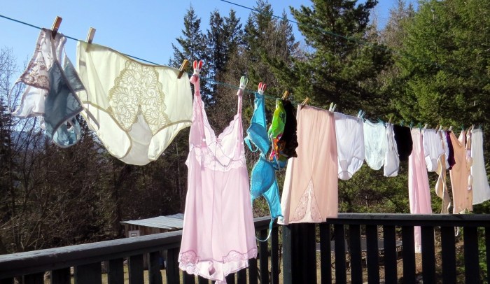 Elderly women in underwear homemade