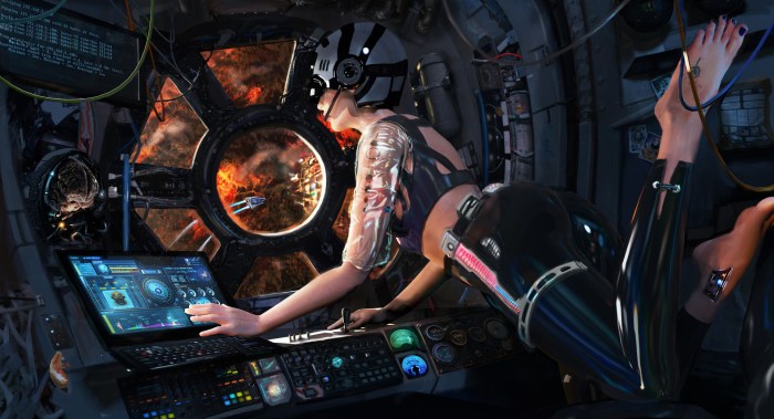Girl on a spaceship