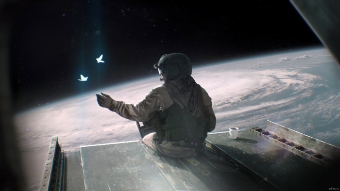 Lonely man in space