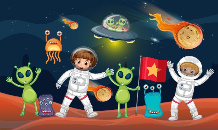 Cosmonaut and alien