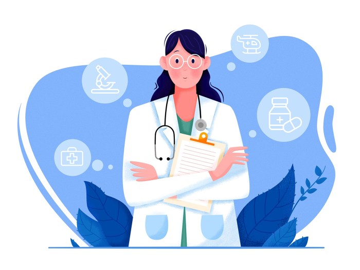 Woman doctor examines the patient