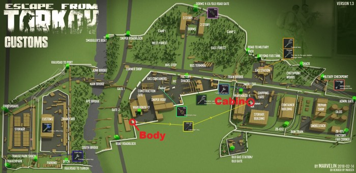 Customs card Escape from Tarkov outputs