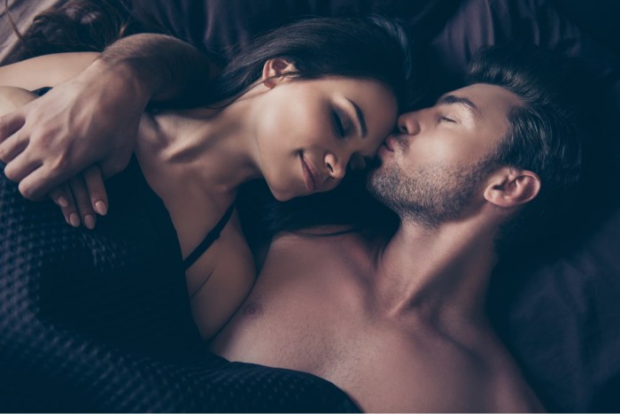 Male affection in bed