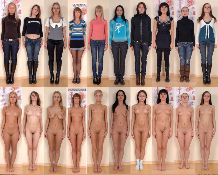 Naked women measure underwear