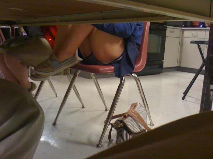 Peeping under the skirt