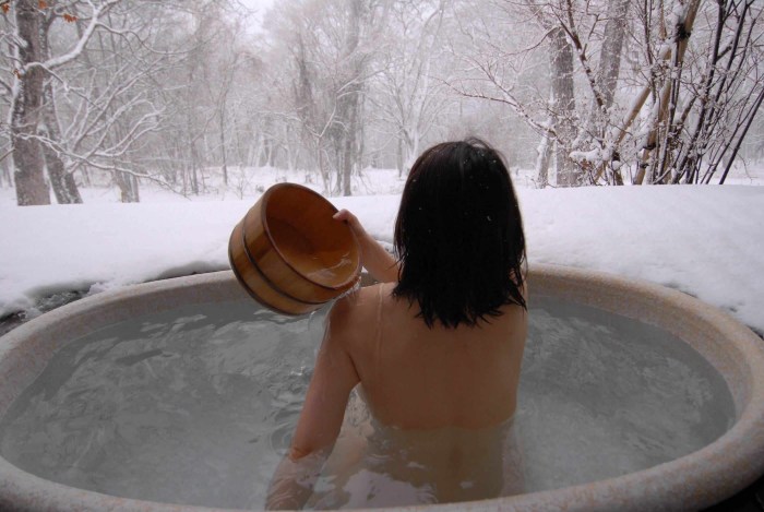 Japanese bath in winter