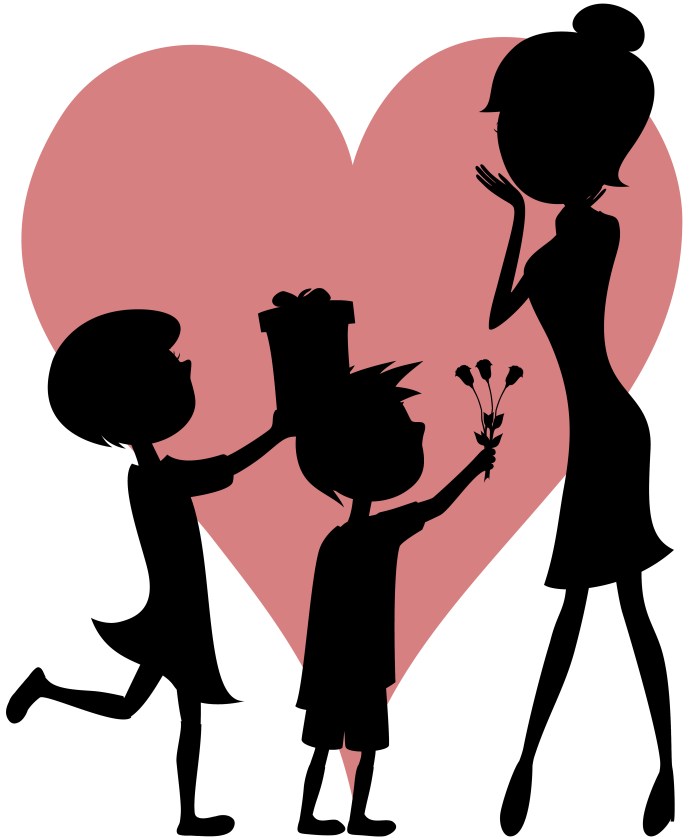 Silhouette teacher and children